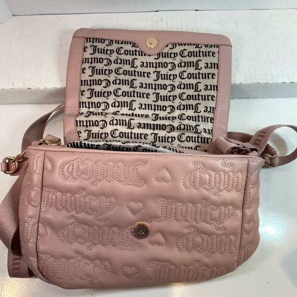 Juicy Couture Purse Crossbody Shoulder Strap Pink Color with gold chain Accents - Picture 6 of 13